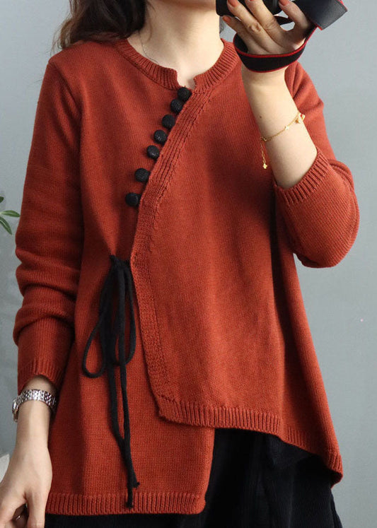Vintage Orange Asymmetrische Stricktops Winter