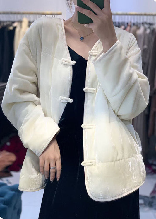 Vintage Gelber Knopf V-Ausschnitt Feine Baumwollfüllung Mäntel Winter