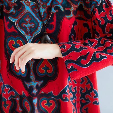 Lebendige Baggy Leinen Baumwolle Kleidung für Frauen Pakistanische Form rot Druck Liebeskleid