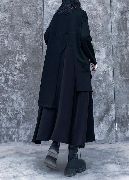 Vivid black cotton clothes Women Layered Traveling spring Dresses - SooLinen