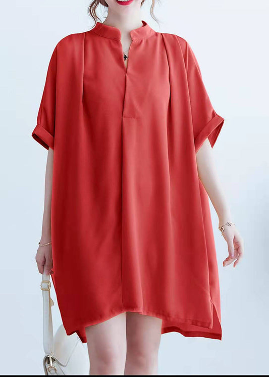 Lebendiges Chiffon-Steppkleid mit V-Ausschnitt, weißes Chiffon-Sommerkleid