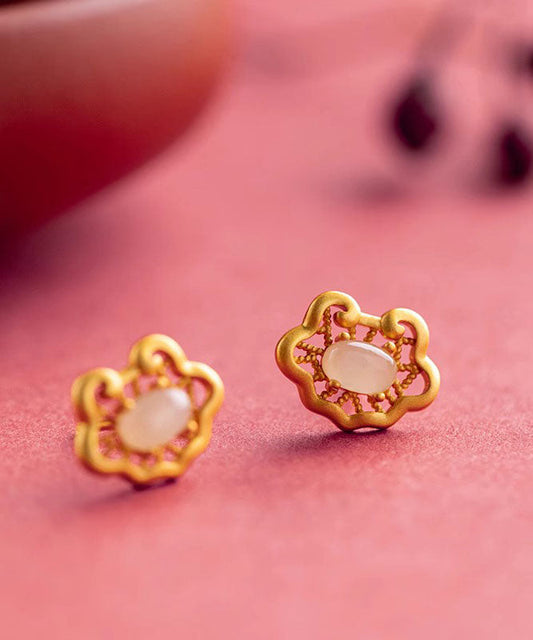 Pendientes Vogue de ágata dorada en plata de ley roja