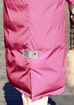 Warm Loose fitting womens parka Jackets pink hooded zippered down coat winter - SooLinen