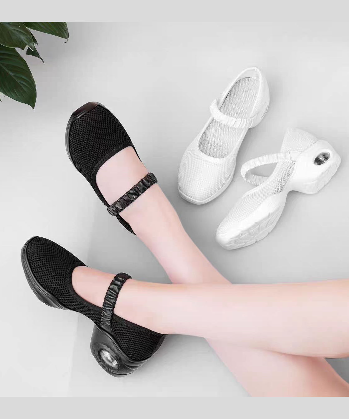 White Chunky Breathable Mesh Sport Shoes Buckle Strap