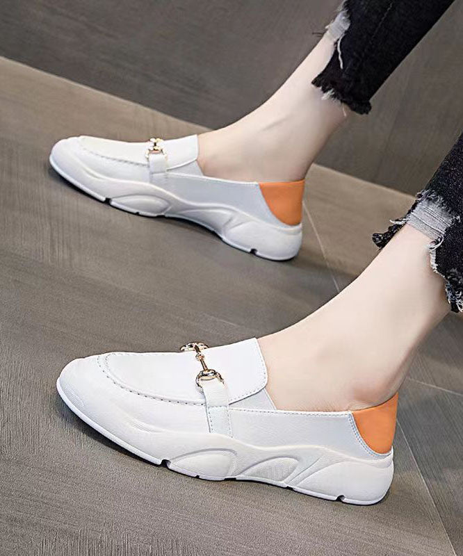 Weiße Kunstleder Casual Bequeme Splicing Penny Loafers Damen