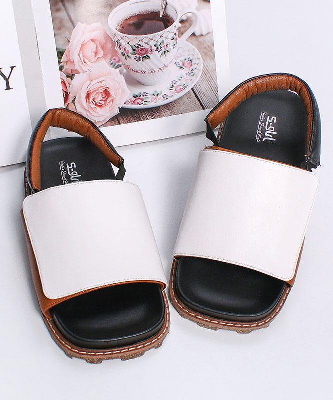 White Faux Leather best sandals for walking Walking Sandals - SooLinen