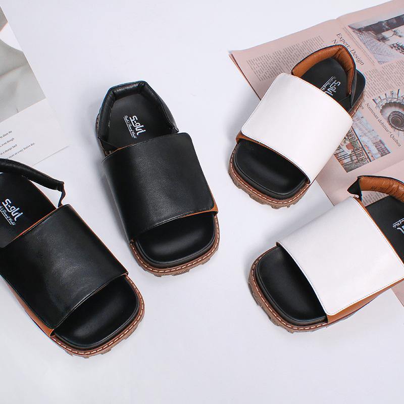 White Faux Leather best sandals for walking Walking Sandals - SooLinen