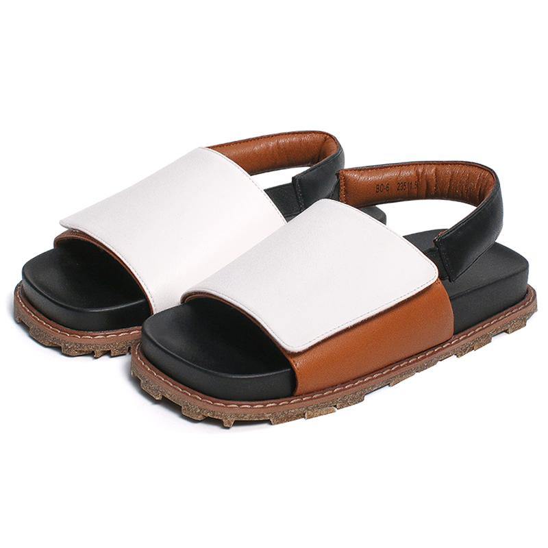 White Faux Leather best sandals for walking Walking Sandals - SooLinen