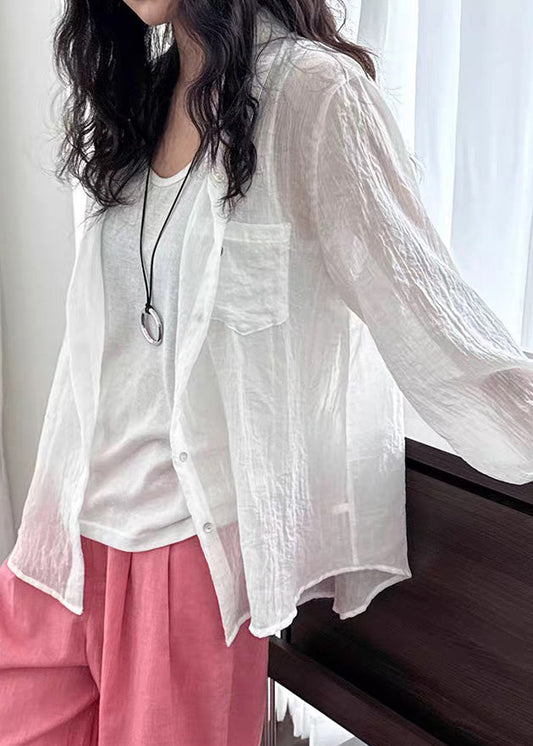 White Patchwork Peter Pan Collar Lantern Sleeve