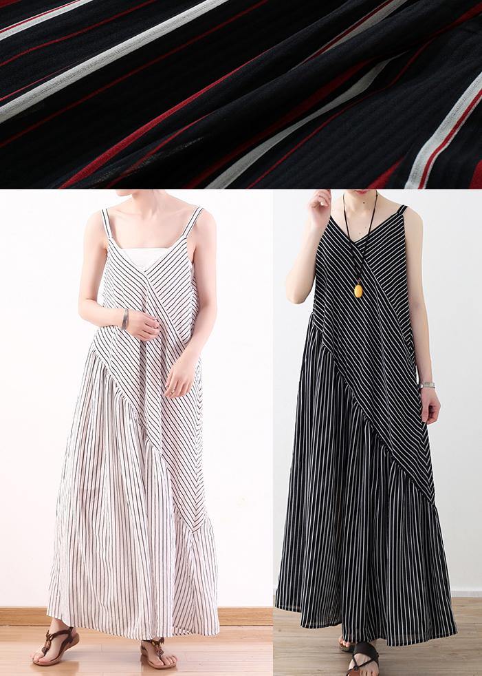 White Stripe Suspender Large Chiffon Jumpsuit Wide Leg Pants Summer - SooLinen