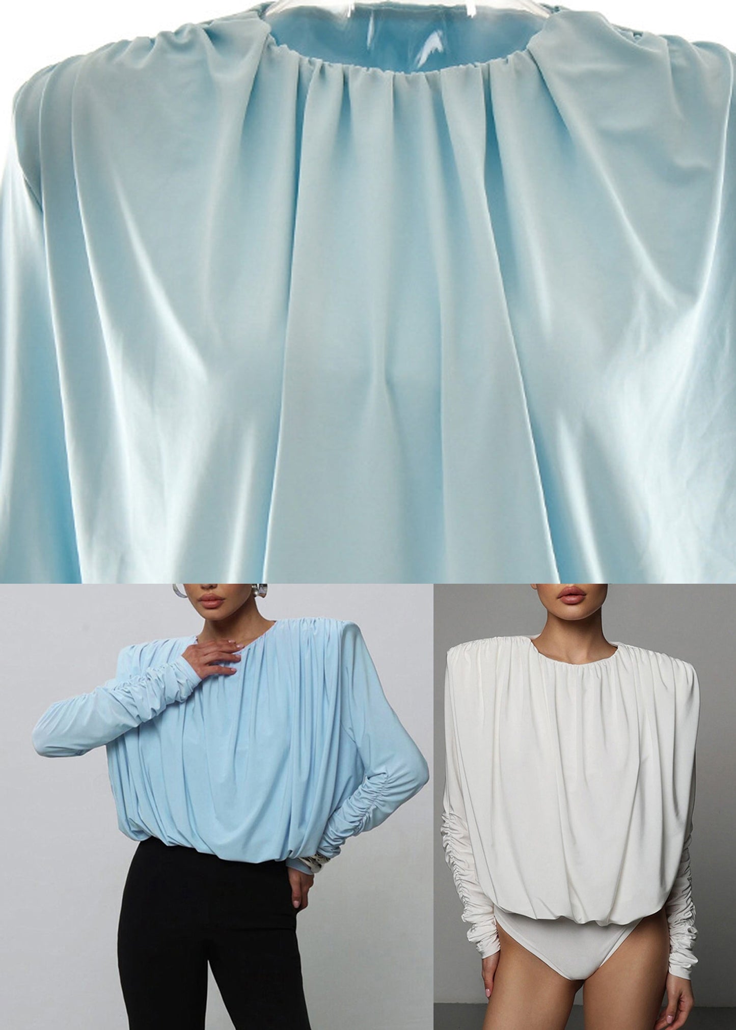 White Wrinkled Patchwork Solid Bodysuit