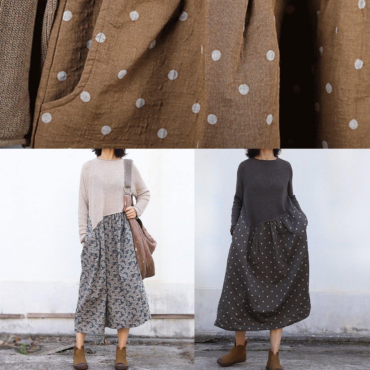 Winter o neck Sweater patchwork dresses Classy nude Mujer sweater dresses - SooLinen