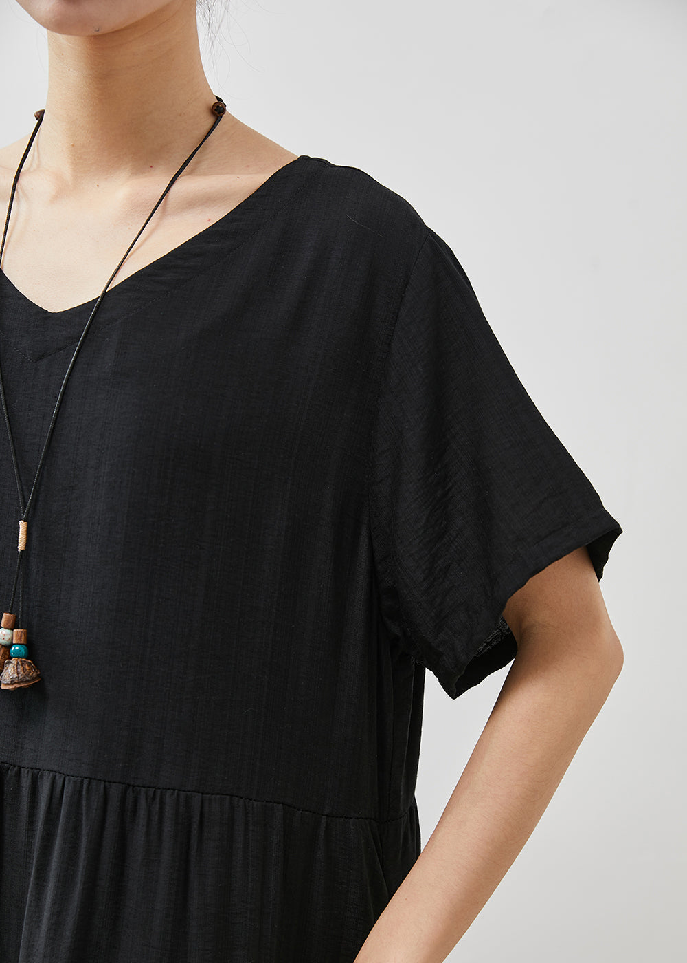 Frauen Schwarz Übergroßen Patchwork Baumwolle Urlaub Kleid Sommer