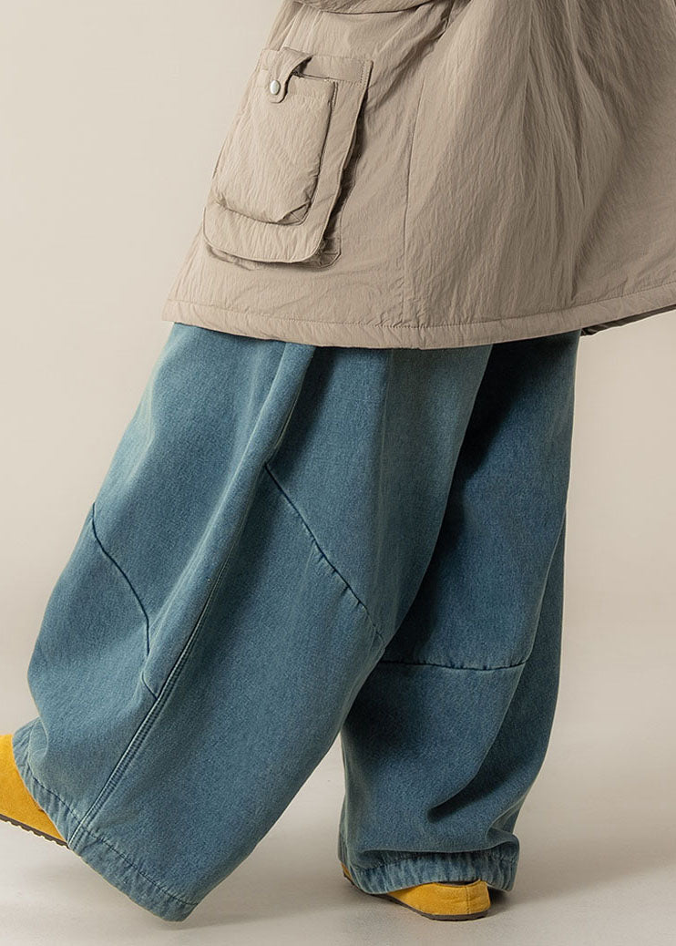 Pantalones anchos de talle alto con patchwork para mujer, color azul, para primavera