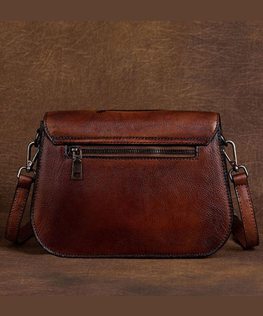 Damen Handtasche mit Sternbild-Motiven aus Kalbsleder in Braun