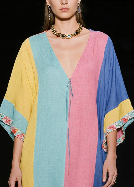 Women Colorblock Oversized Cotton Holiday Dress Summer