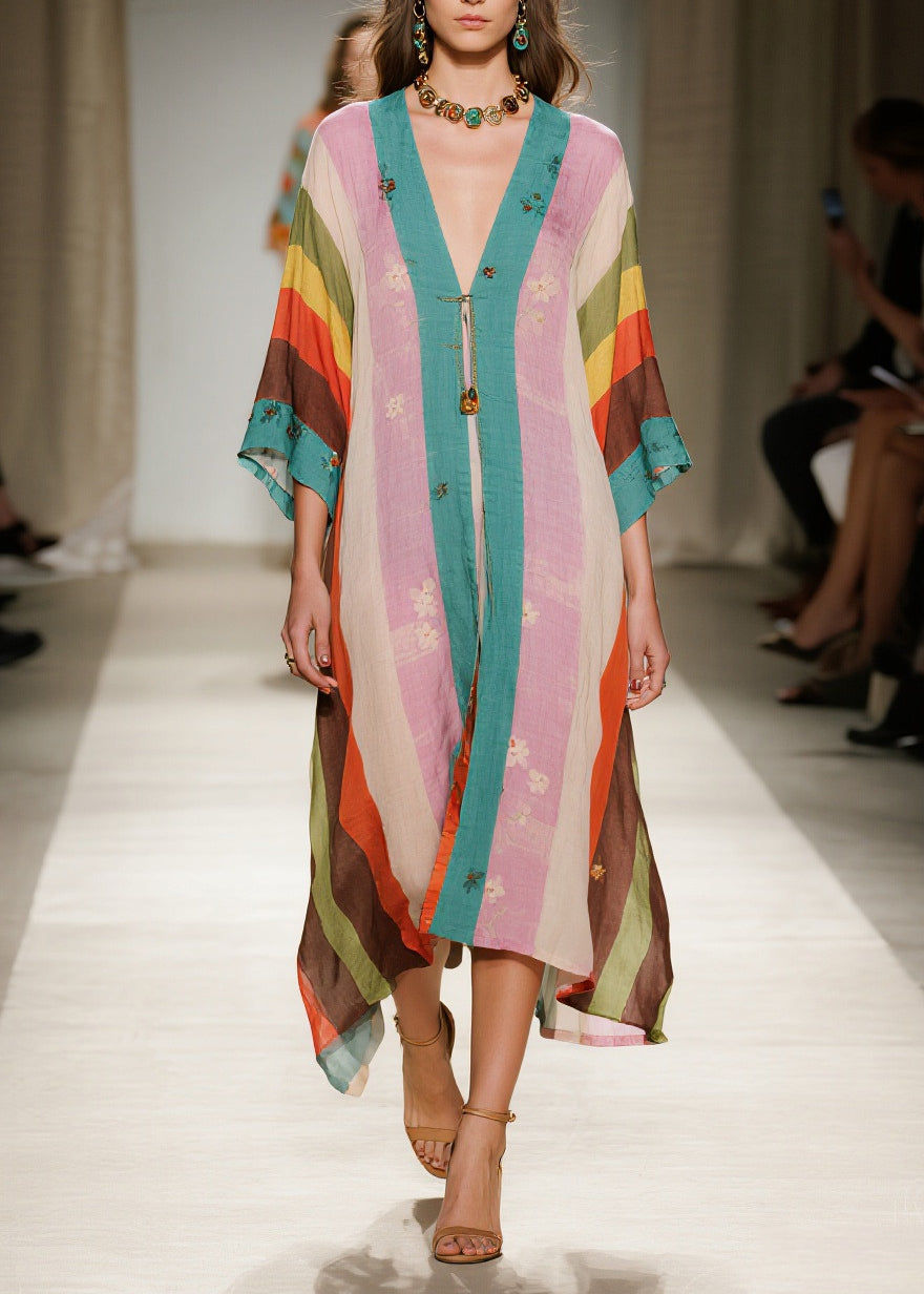 Women Colorblock Oversized Print Cotton Vacation Dresses Summer