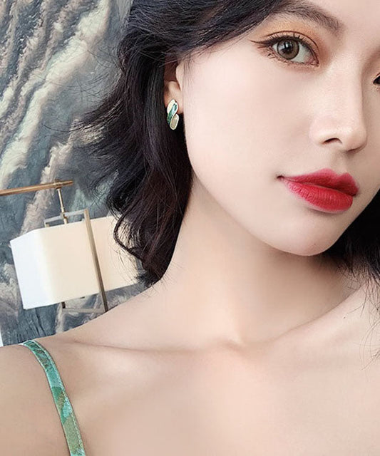 Pendientes geométricos con diseño de gota de esmalte y bloques de color para mujer