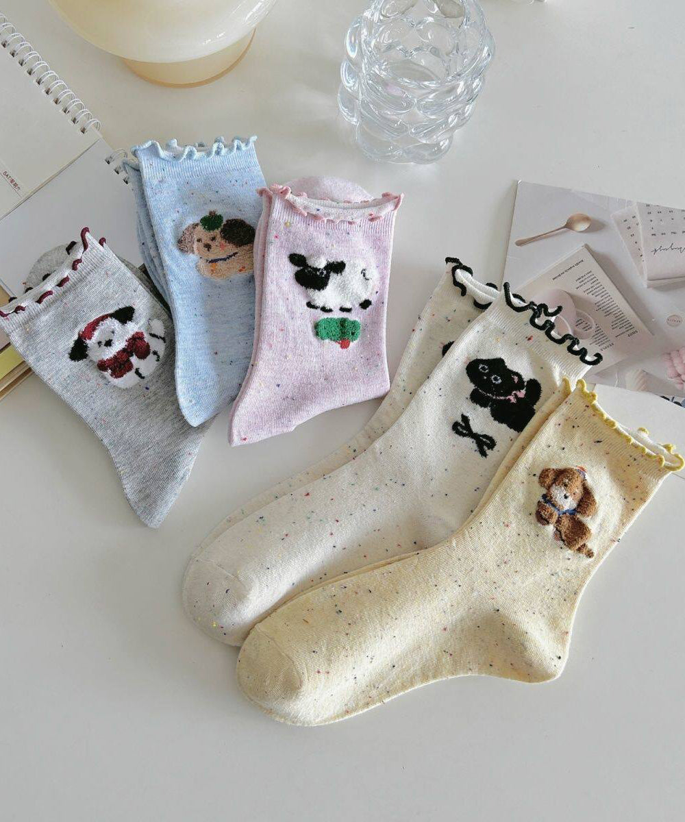Women Cute Cartoon Mushroom Edge Mid Calf Socks