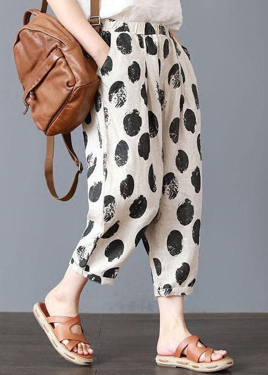 Women Elastic Waist Printed Harem Pants Casual Loose Trousers - SooLinen