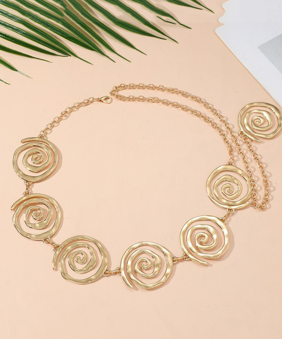Women Gold Metal Spiral Blade Body Chain