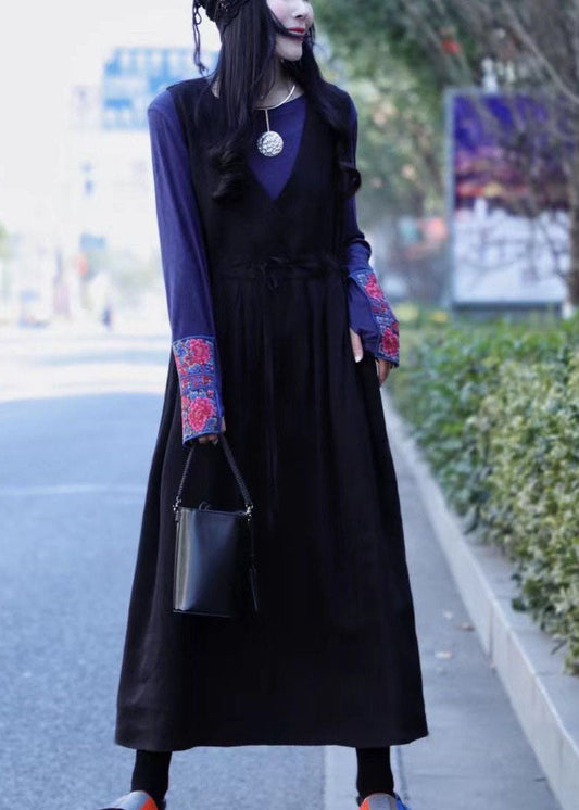 Frauen Grün krawatte taille V-ausschnitt Leinen Urlaub Kleider Frühling