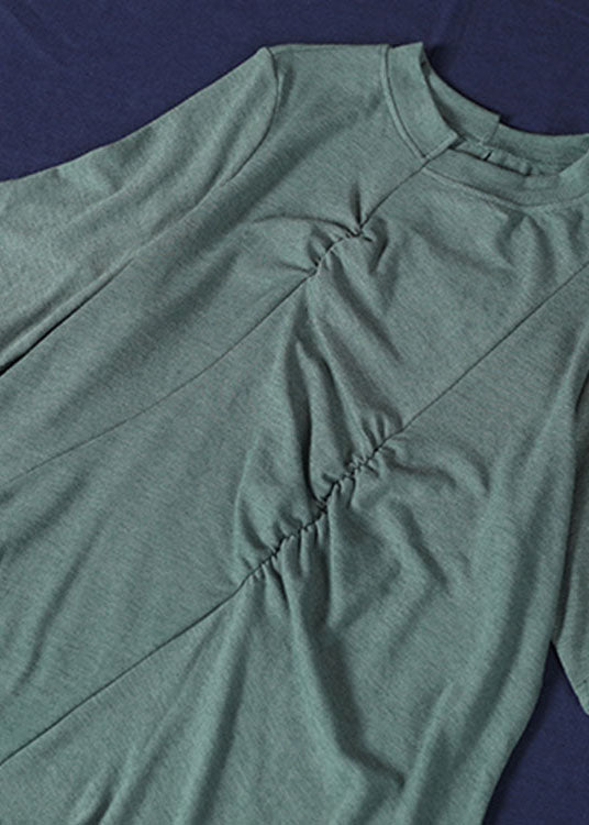 Damen Grüne Knitterblusen Halbarm