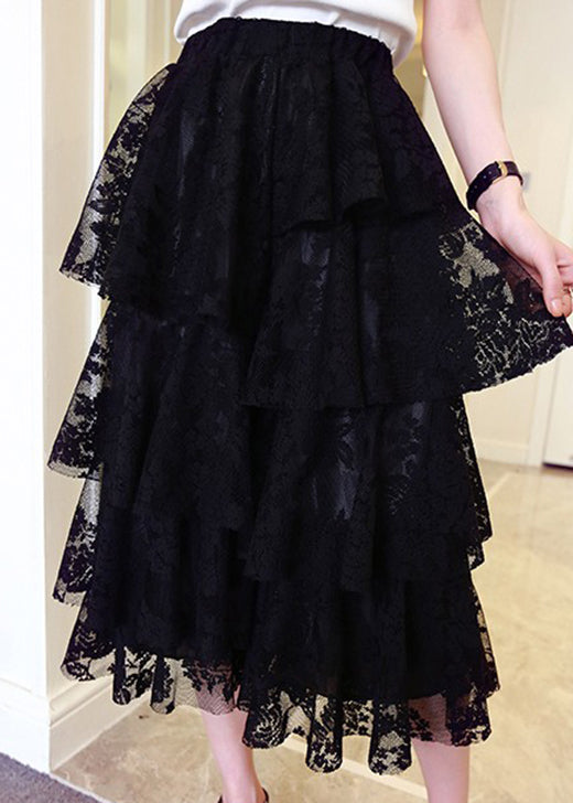 Frauen Grau Asymmetrische mode Spitze Rock Frühling