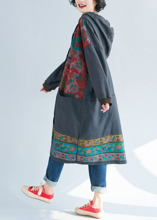 Frauen Grau Mit Kapuze Print Sweatshirts kleider Frühling