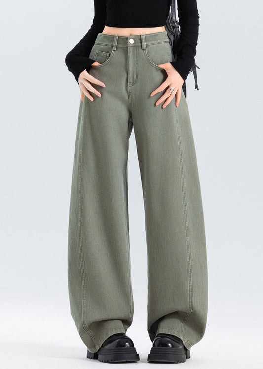 Women Grey Oversized Patchwork Denim Pants Spring