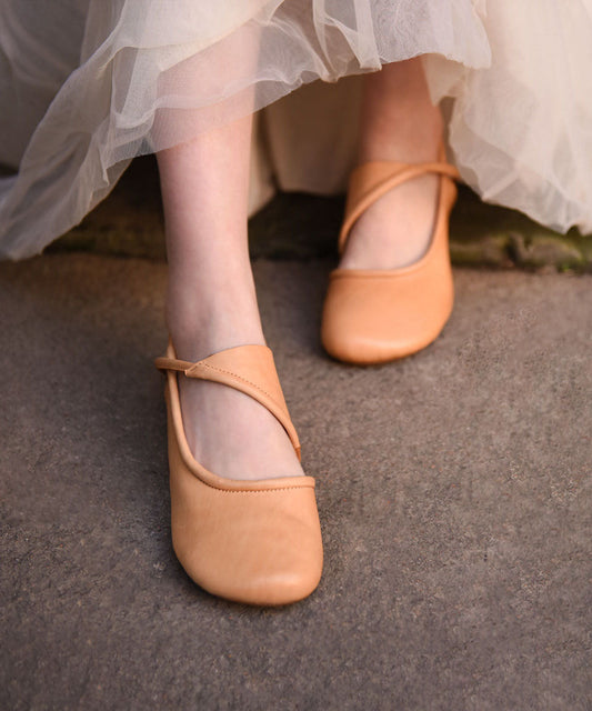 Women Hollow Out Water Sandals Beige Cowhide Leather