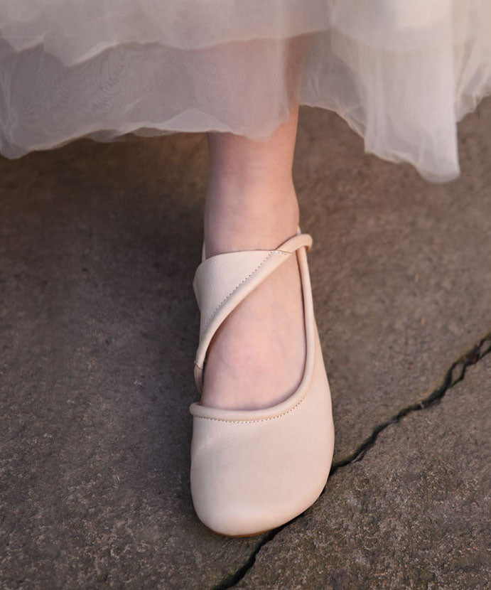 Women Hollow Out Water Sandals Beige Cowhide Leather