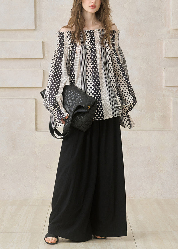 Tops de algodón con hombros descubiertos y estampado caqui para mujer, primavera