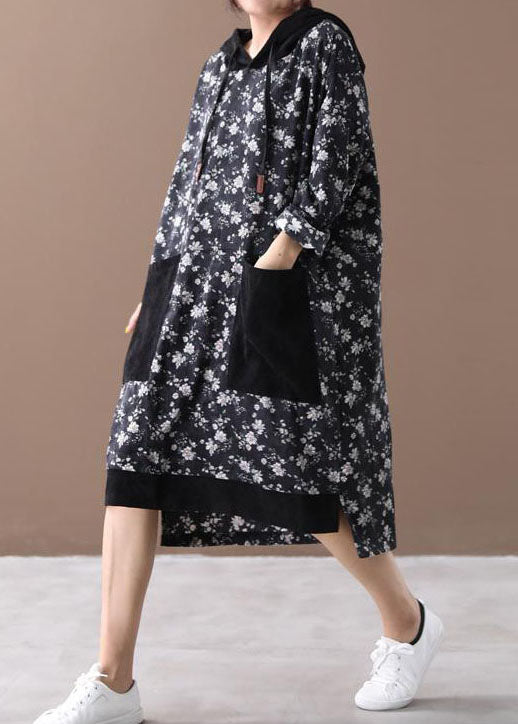 Frauen Khaki Mit Kapuze Print Cord Sweatshirts Kleider Frühling