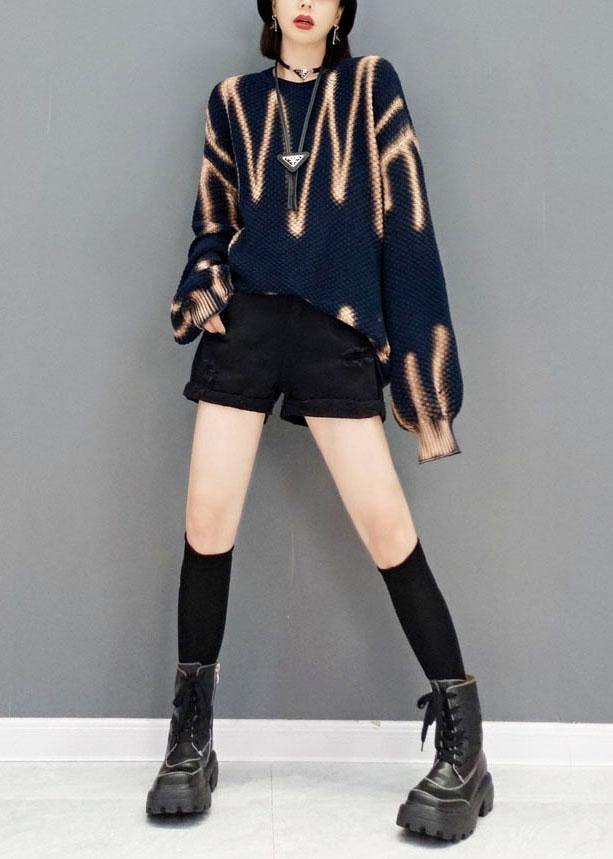 2021 Navy My Heart Beats Long Sweater Top Knit Dress - SooLinen