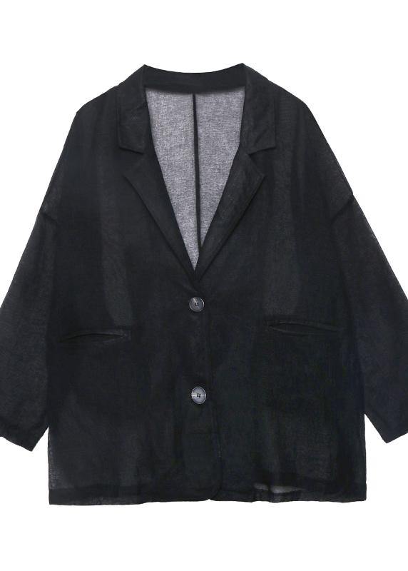 Women Notched pockets clothes For Women Tops black tops - SooLinen