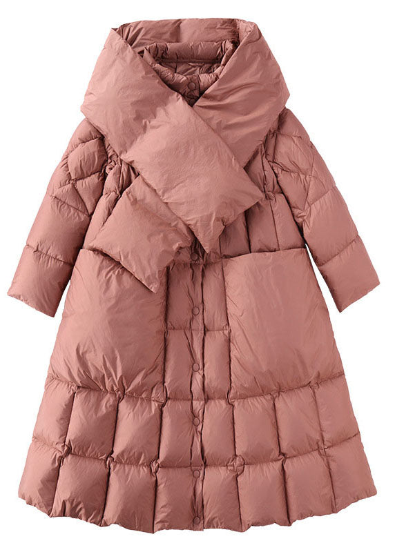 Frauen Rosa Stehkragen Taschen Casual Winter Entendaunen