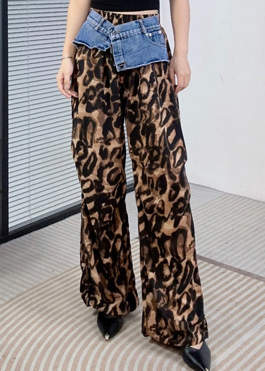 Frauen Lila Leopard Print Patchwork Hosen Sommer