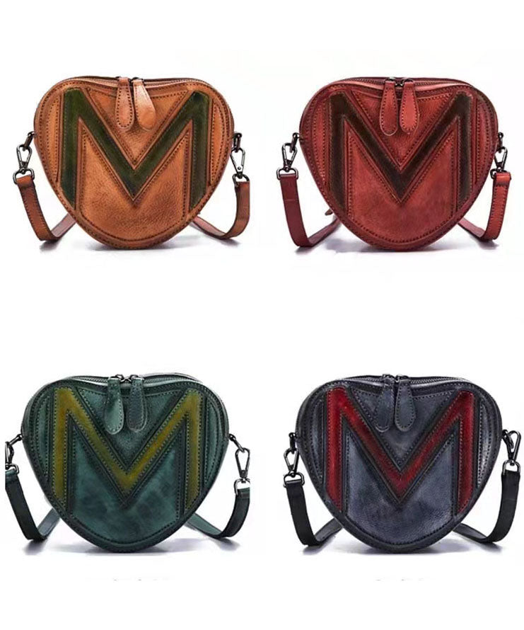 Damen Rote Patchwork Paitings Kalbsleder Satchel Handtasche