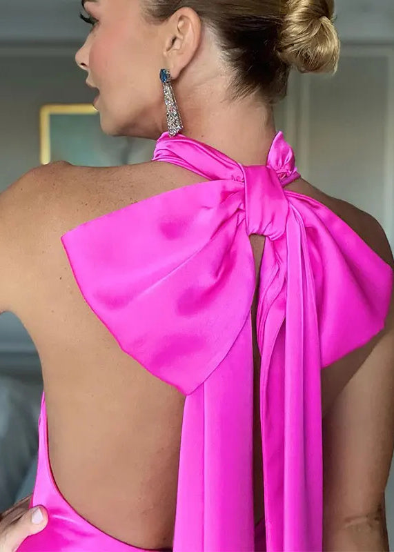 Women Rose Backless Halter Party Dress Summer