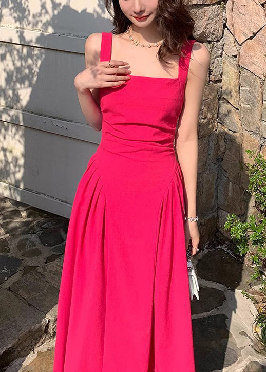Damen Kleid mit quadratischem Kragen und einfarbiger Baumwolle, ärmellos
