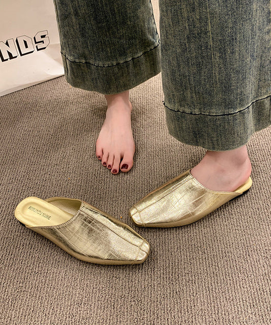 Women Silvery Faux Leather Comfortable Thong Sandals