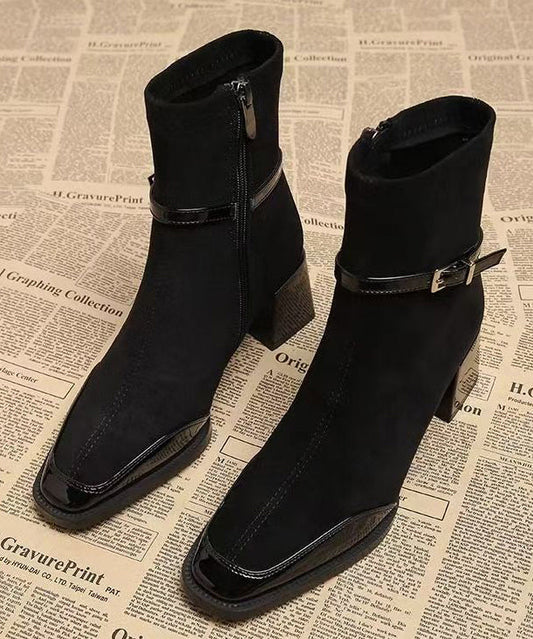 Botas gruesas de ante morera para mujer