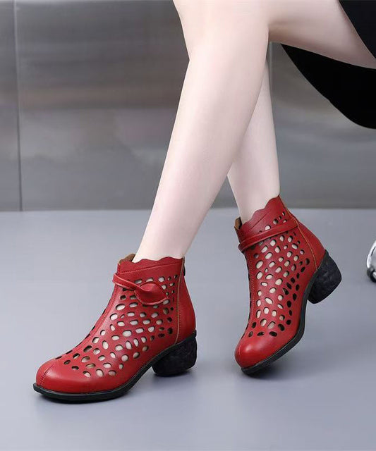 Damen-Klobige Stiefel aus weißem Kunstleder mit Hohlsaum