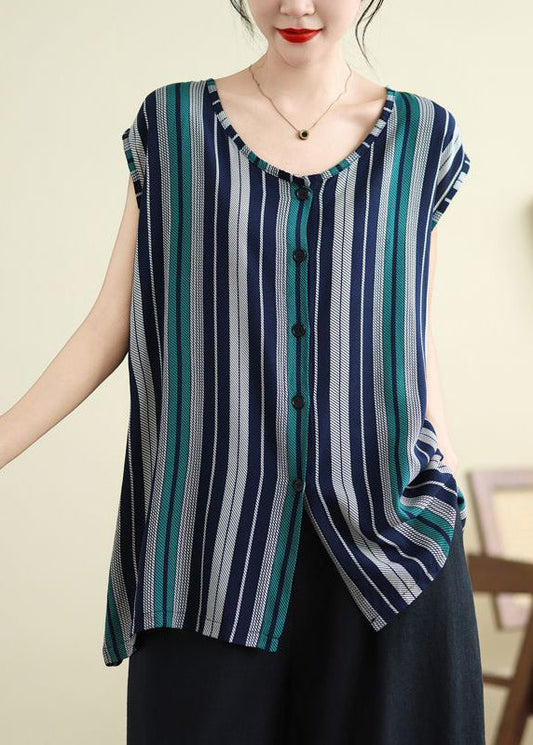 Women Striped O-Neck Long Tank Summer