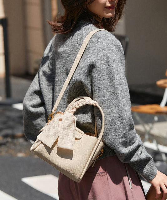 Women White Versatile Faux Leather Tote Handbag