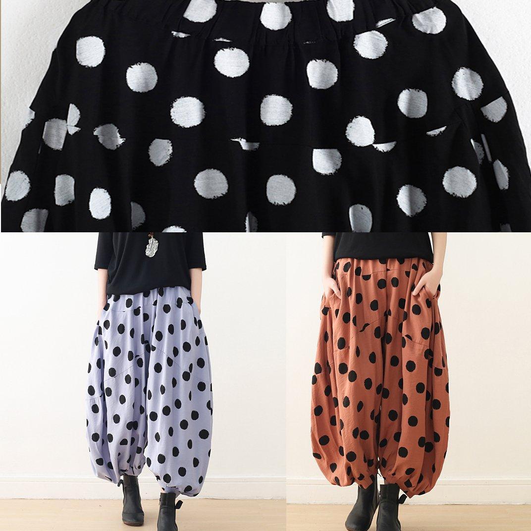 Damen Weite Hose Baumwolle Tunika Muster Fun Fashion Ideas schwarz gepunktet Kniehose Frühling
