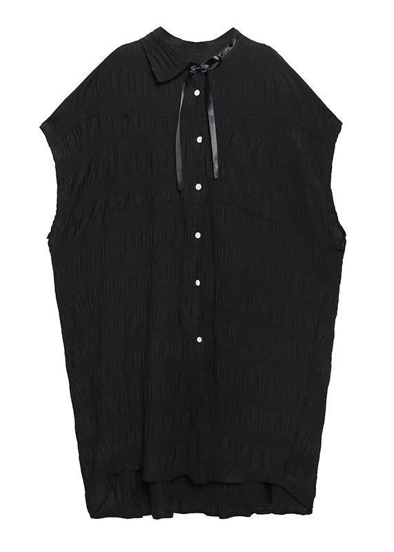 Women Cinched cotton summer clothes Women Wardrobes black long Dresses - SooLinen