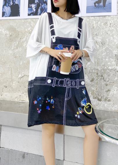 Women's summer loose mid-length fashion printed ming dress - SooLinen