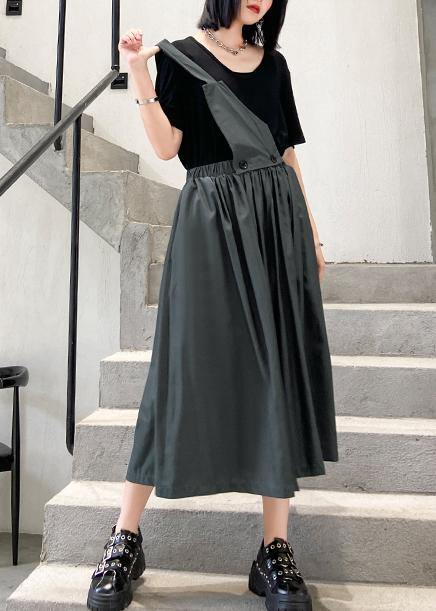 Women's summer plus size casual fashion unilateral strap skirt skirt + T-shirt two-piece suit - SooLinen